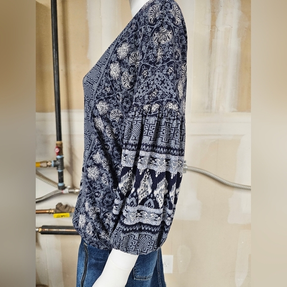 Lucky Brand 3/4 Sleeve Abstract Print Blouson Size M - Picture 10 of 11